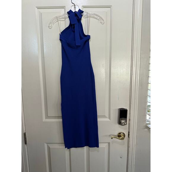 Aritzia Wilfred Women's Blue Cayenne Halter Neck Midi Dress Size XS knit - Picture 11 of 13